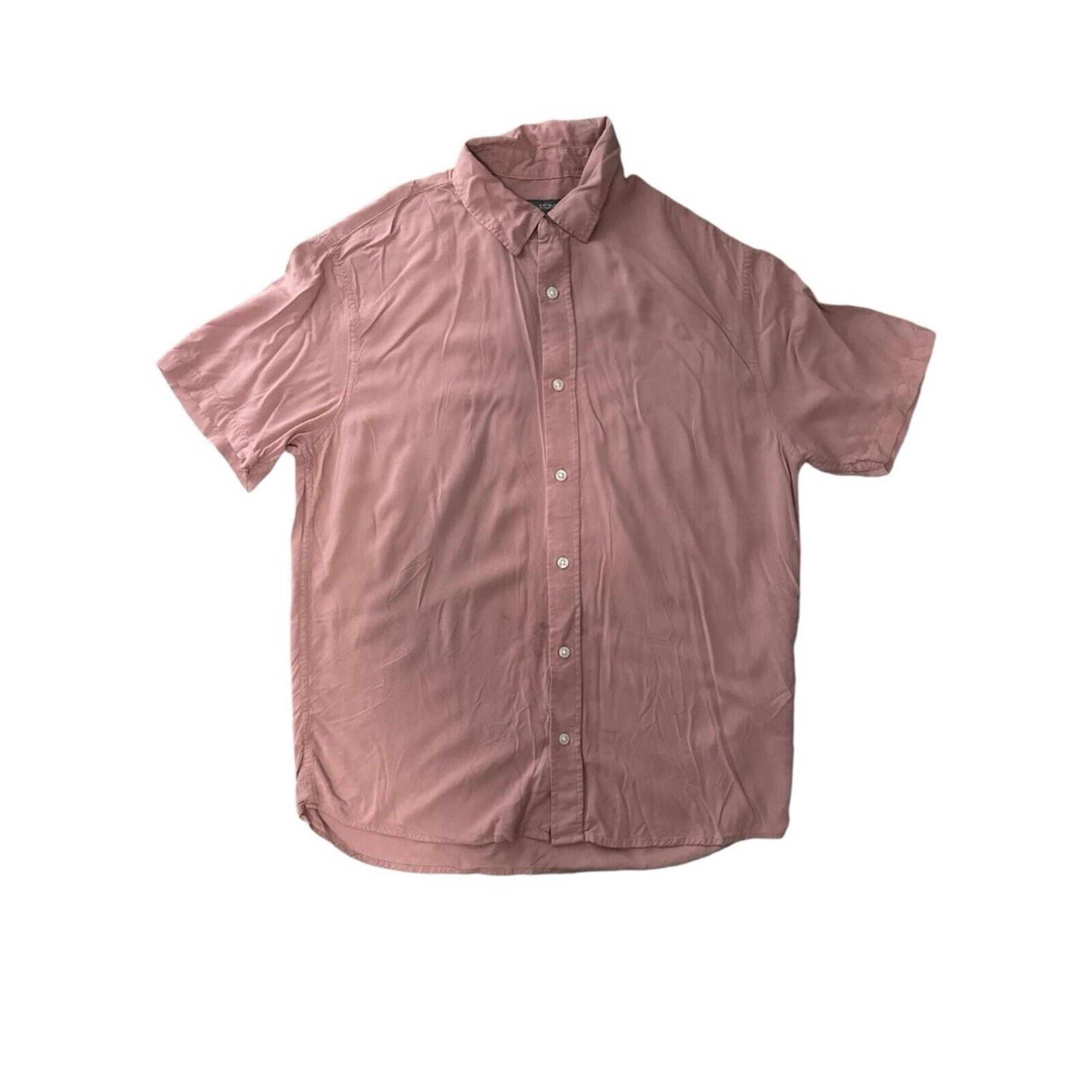Slate & Slone Pink Men's Short Sleeve Button-Down Collar Slim Fit Shirt Medium