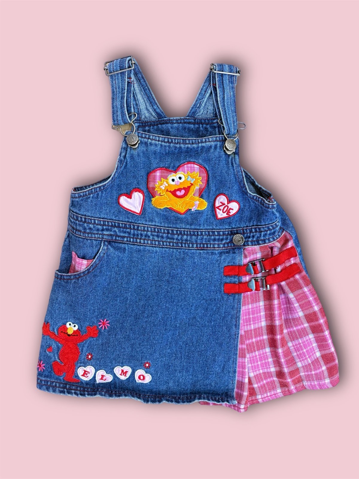 Vintage Sesame Street Elmo and Zoe Overall Dress