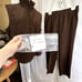 Vintage Allison Daley 14 Petite vest and Pants brown faux suede LINED