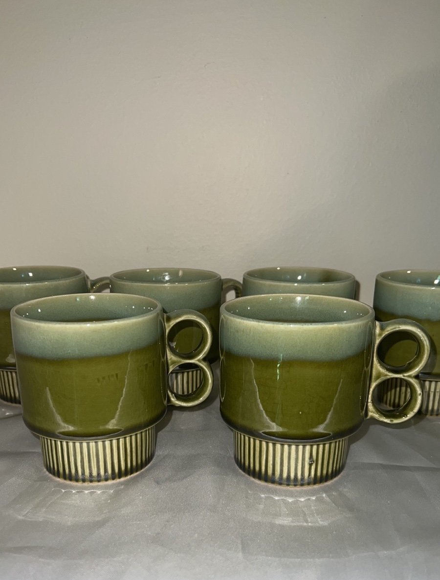 Vintage 70s Japanese stoneware pottery mugs