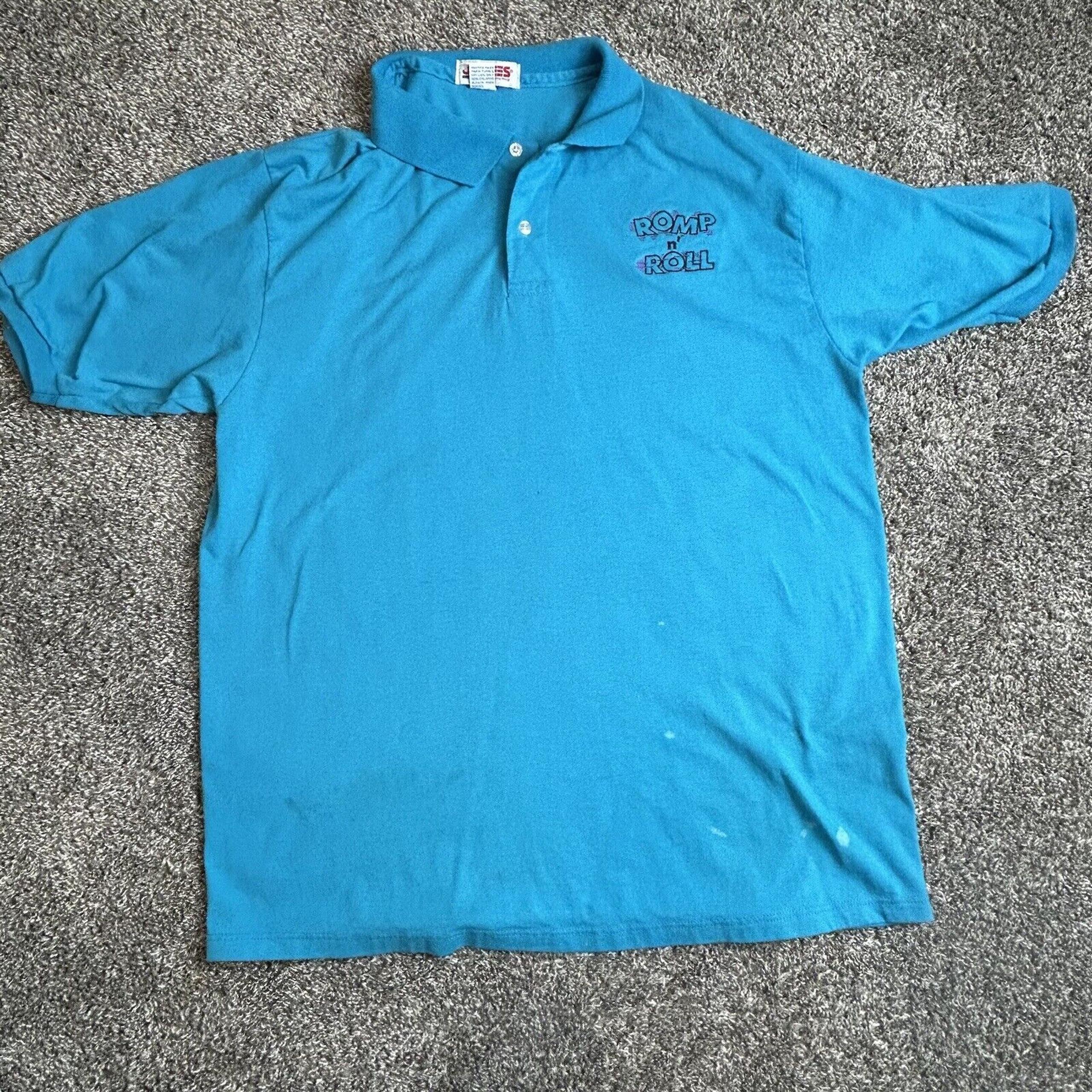 Vintage JERZEES Men's L Blue Polo "Romp n' Roll' Made in USA