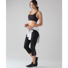 Lululemon Train Times Crop 17 Black Mesh Workout High Rise Leggings size 4