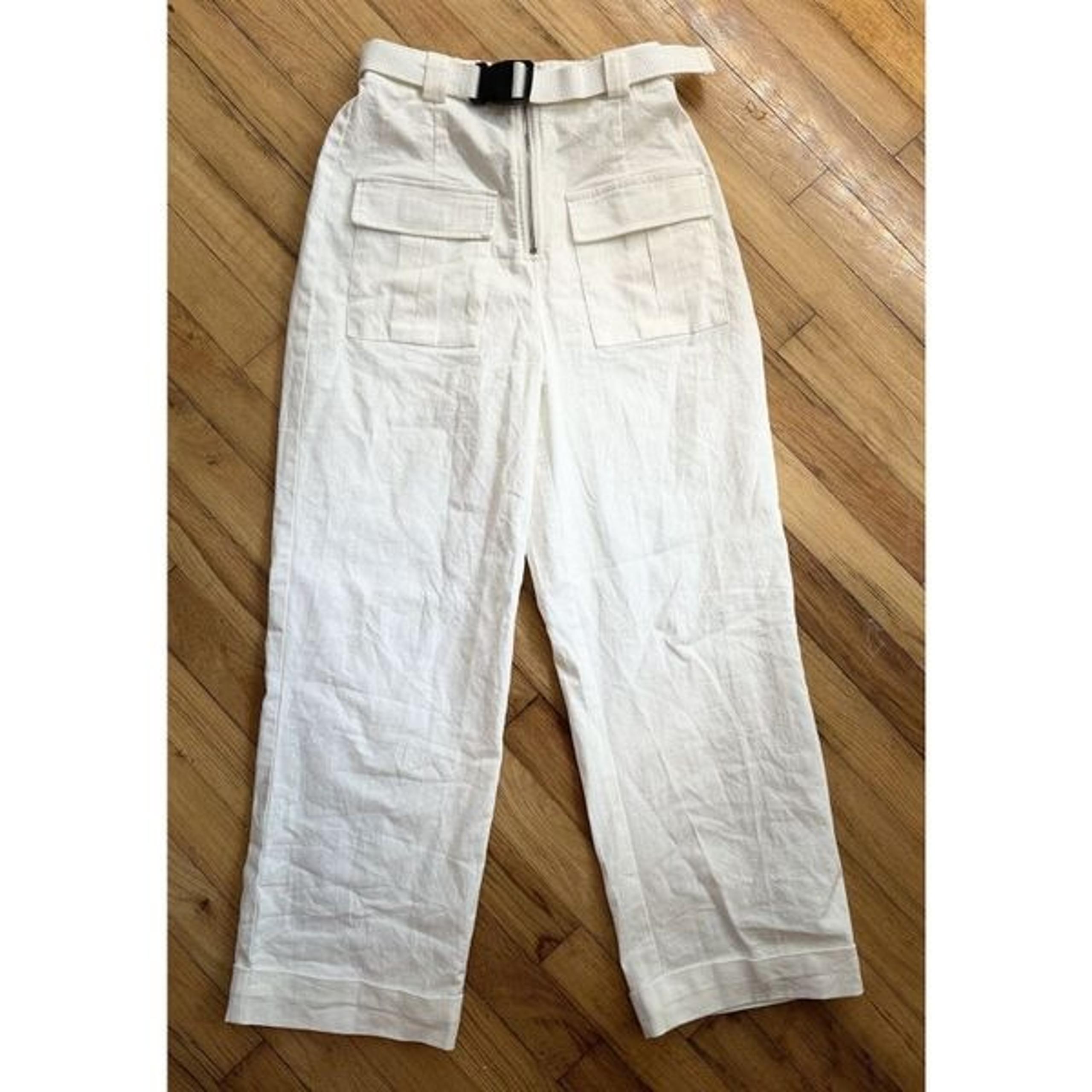 Princess Polly Women's White Wide Leg Cargo Pants Size 4 Trendy Street Style