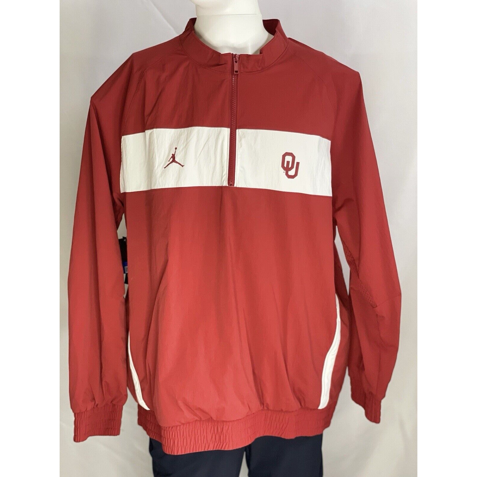 Nike Jordan Oklahoma OU Sooners 1/4 Zip Jacket Red AT8042-613 ~ Size XL
