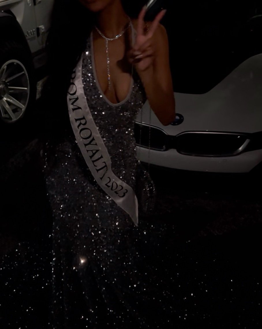 Silver prom dress
