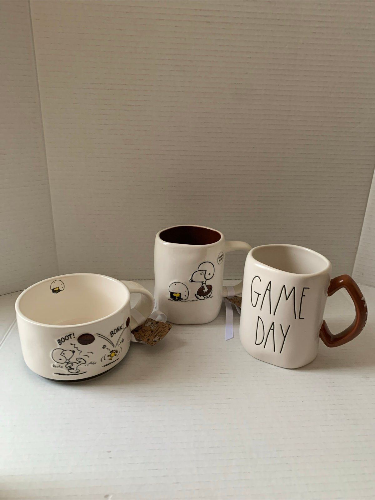 Rae Dunn Peanuts Touch Down Mug Football Season Snoopy & Woodstock Soup Game Mug