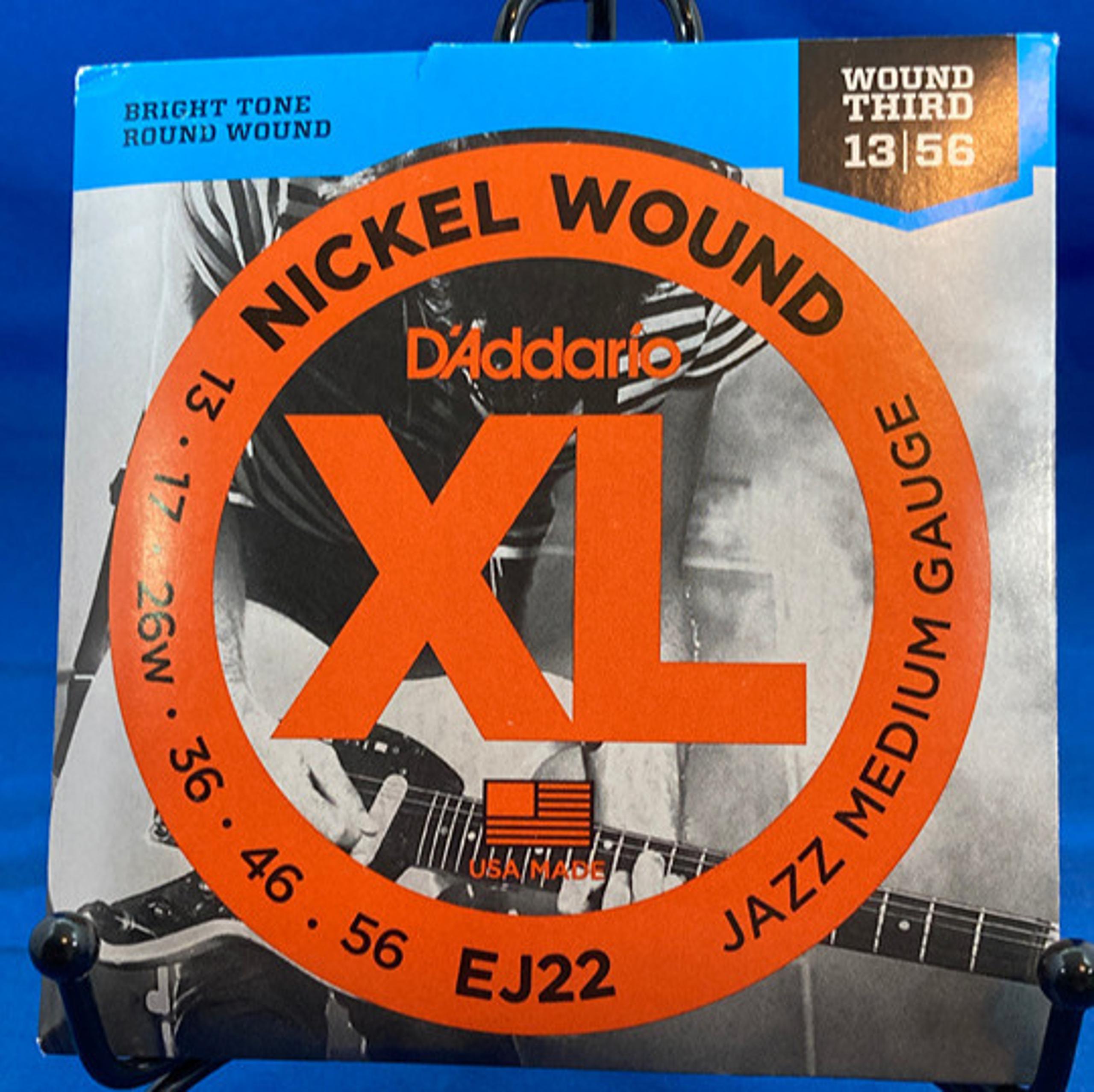 D'Addario XL EJ22 Nickel Electric Guitar Strings 13/56 Jazz Medium Wound 3rd
