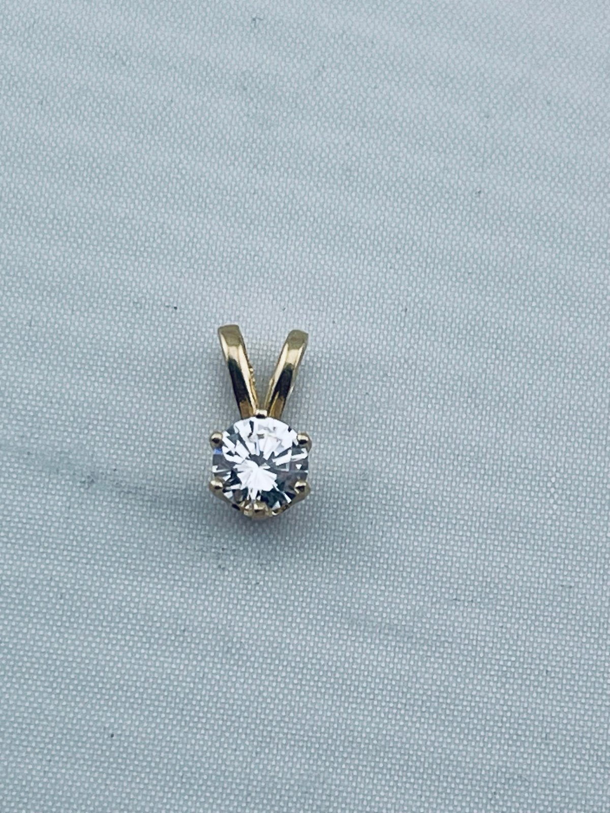 Vintage half carat simulated, diamond pendant, 14 karat yellow gold