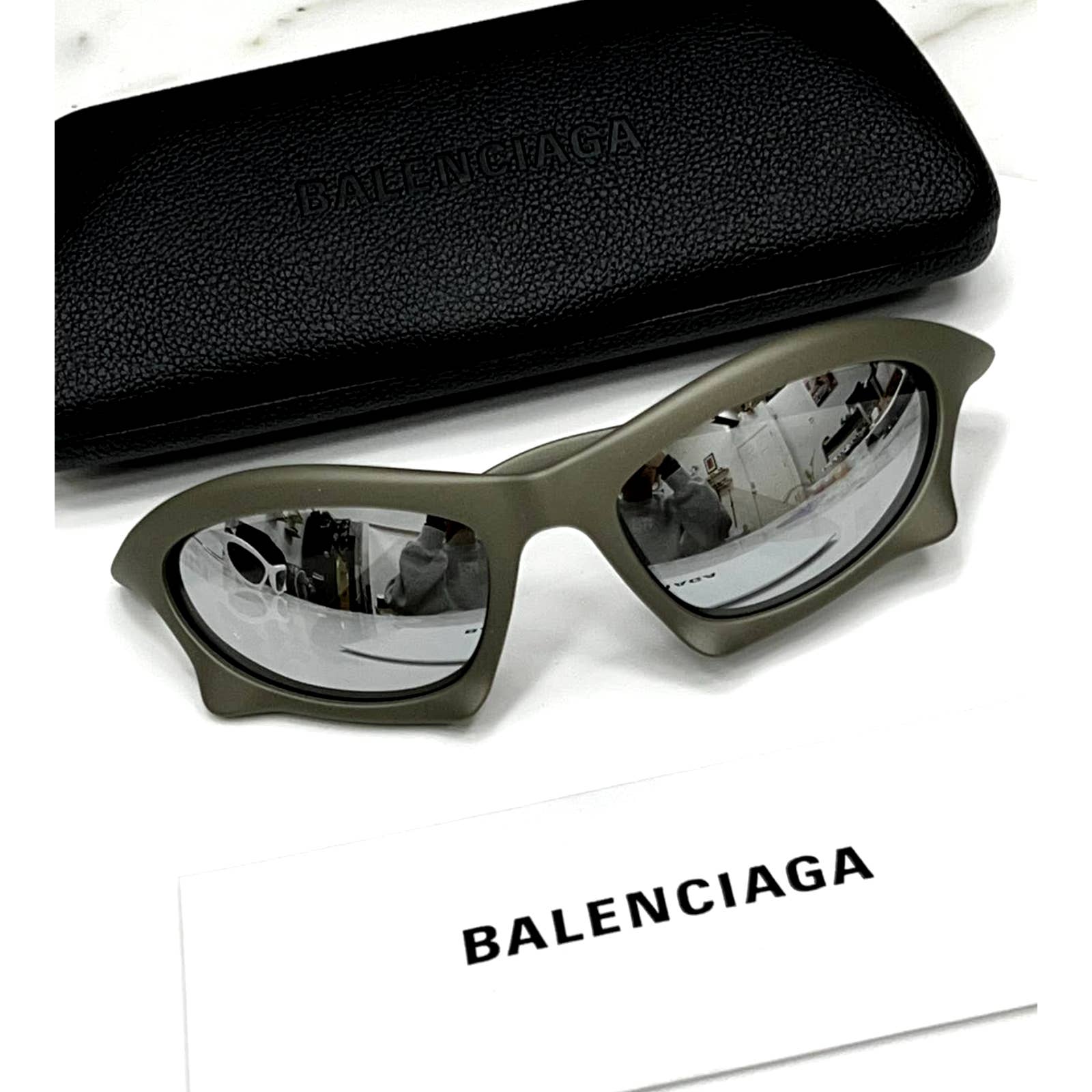 NEW Balenciaga BB0229S Ruthenium Bat Sunglasses