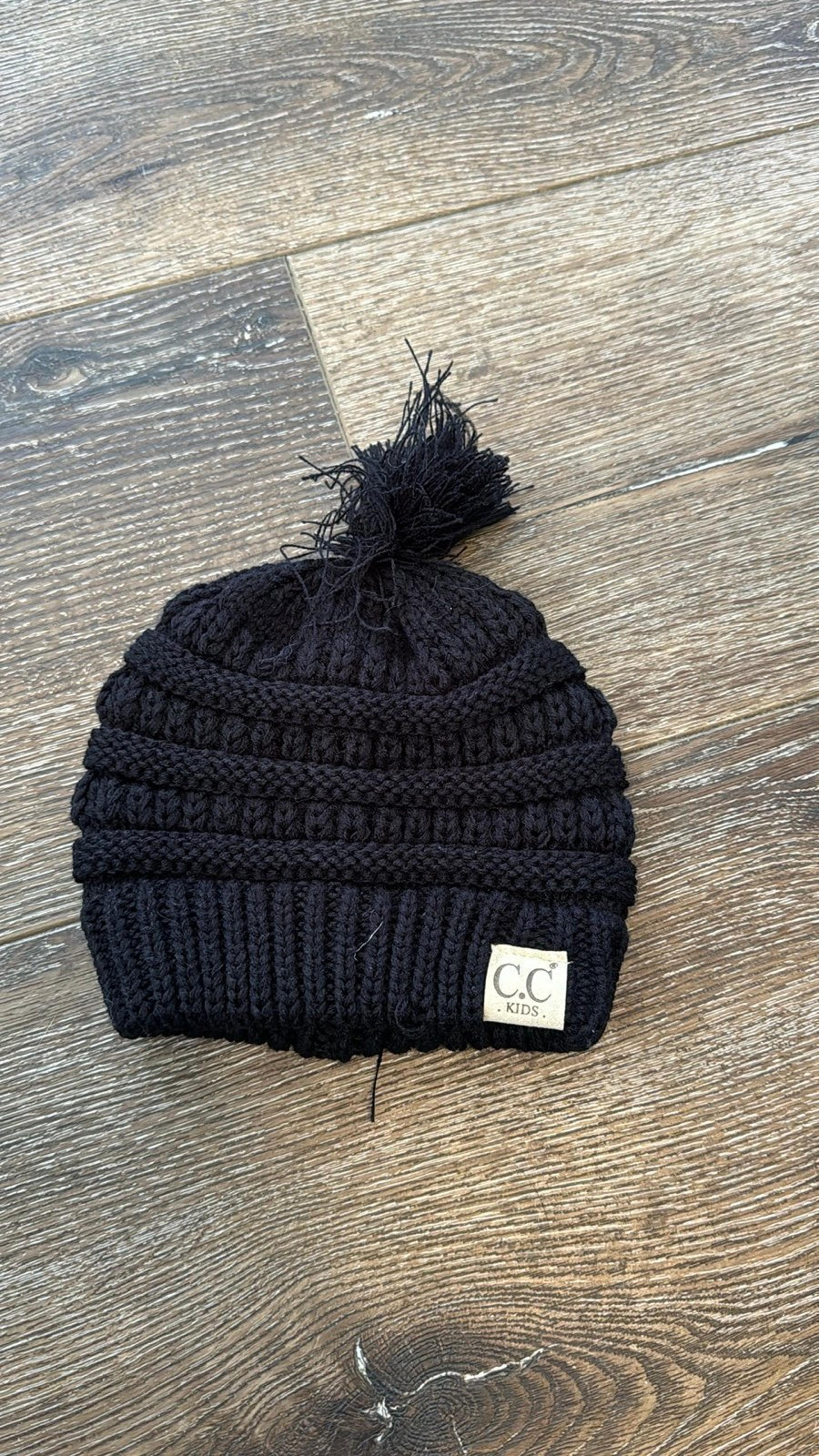 C. C kids black knitted beanie