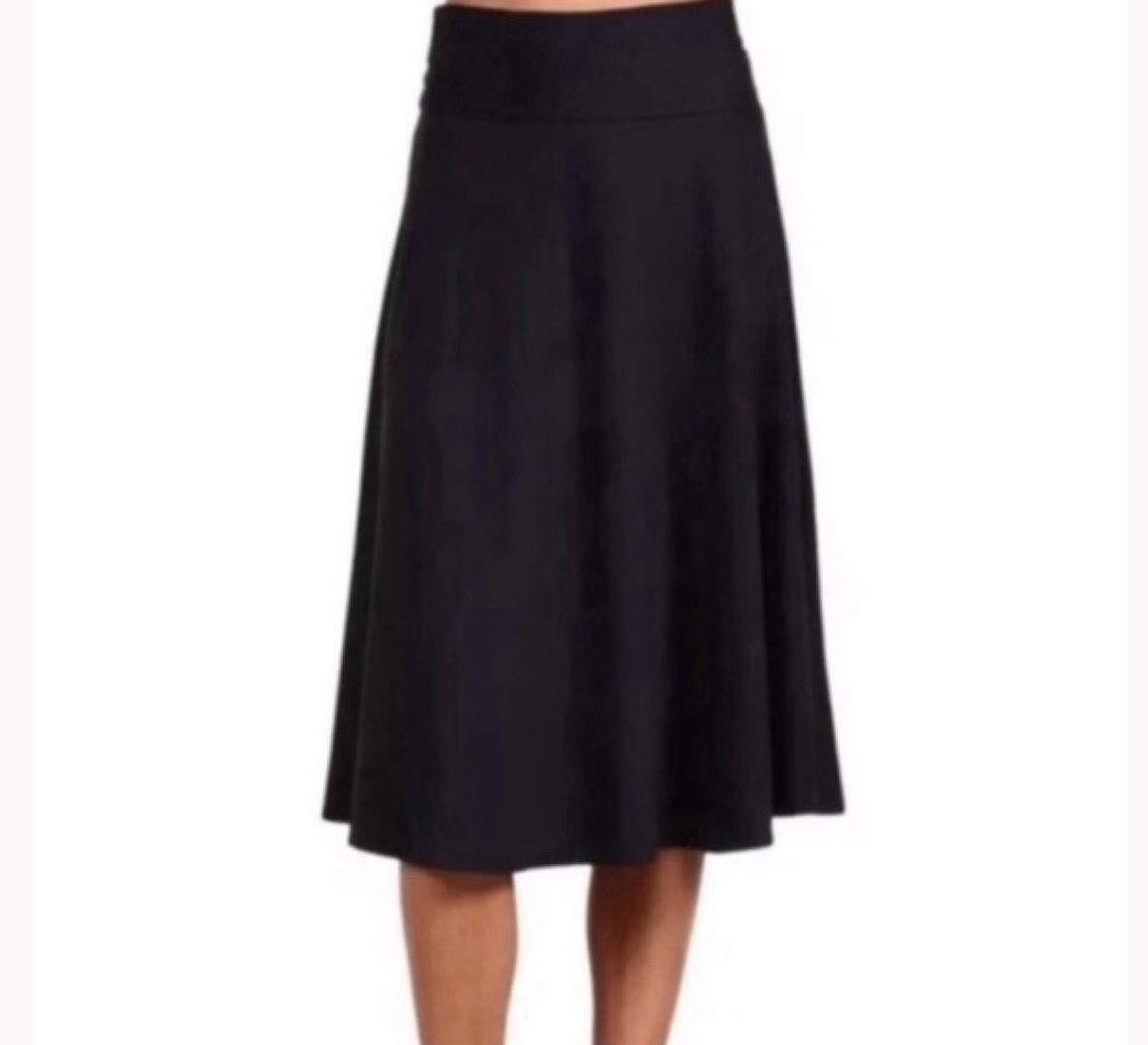 Patagonia Glory Midi Fold Down Waist Black Skirt Size small Nylon Blend.