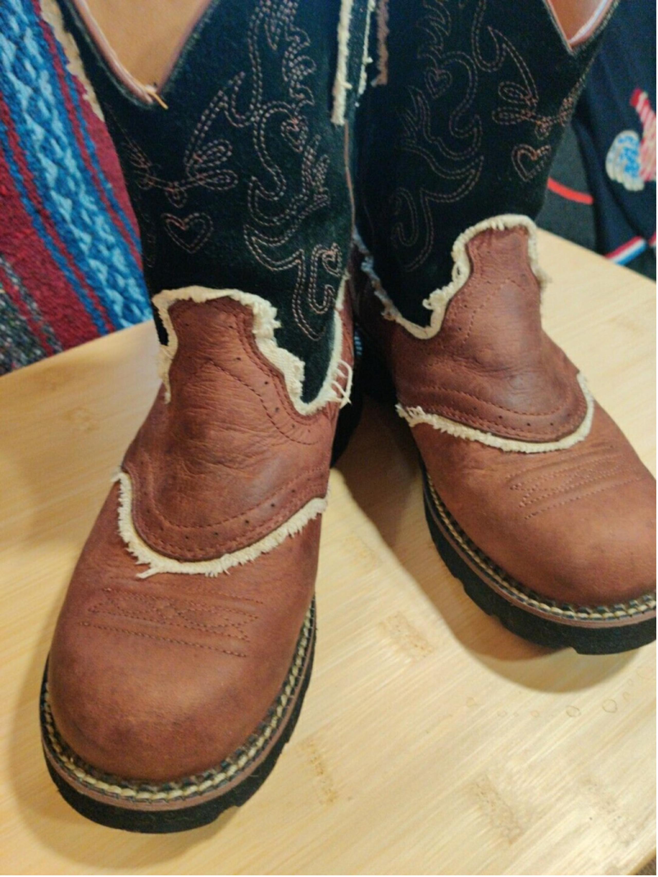 Ariat Youth Size 7 B Brown Black Leather Cowboy Boots