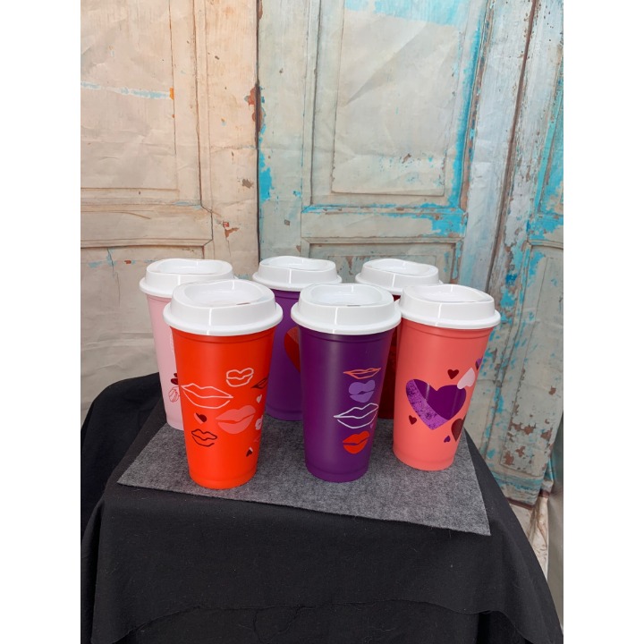NIB Collectable Starbucks 2020 Valentines Re-useable Cups (Set of 6)