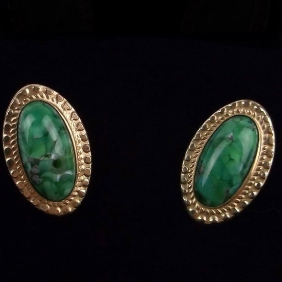 Rare Victorian 1880s Gold Over Sterling Silver Czech screw-back Earrings