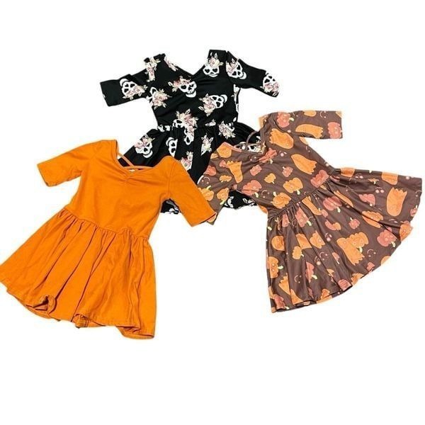 Dot Dot Smile 3 Ballerina Dresses Black / White Pink Skulls Orange Pumpkin 2T