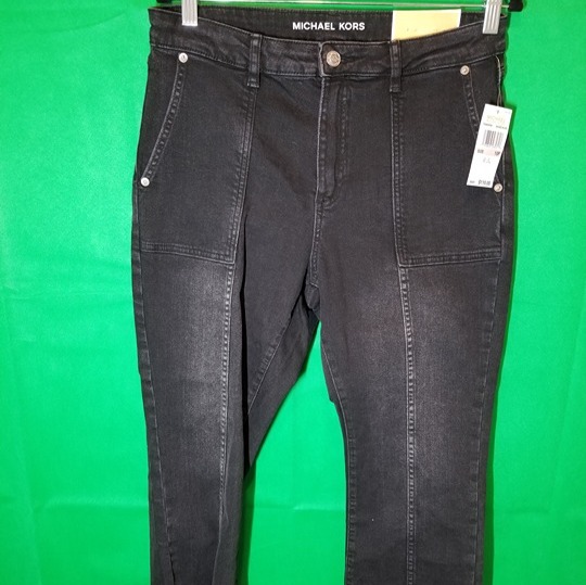 Michael Kors Selma Cropped Flare High Rise Black Denim Jeans Size 10P NWT