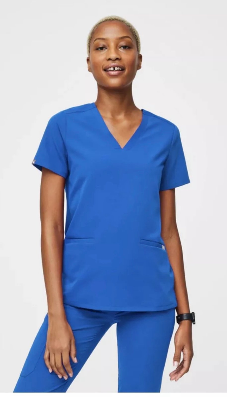 Women’s size XSmall royal blue Figs NWT Technical Collection Scrub top