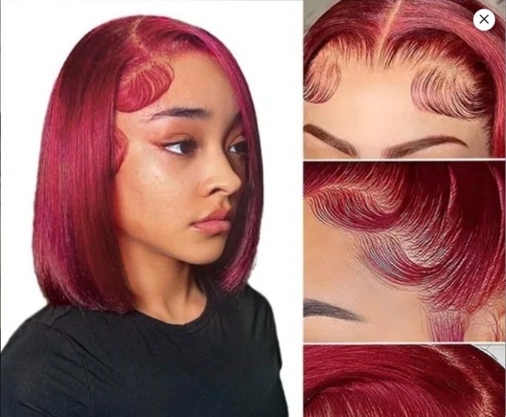 Human Hair 99J Burgundy 13x4 HD Lace Front 10in Wig