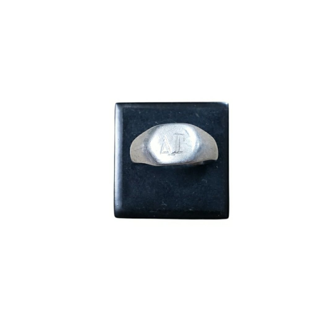Size 10.5 Silver Toned Engraved Signet Ring