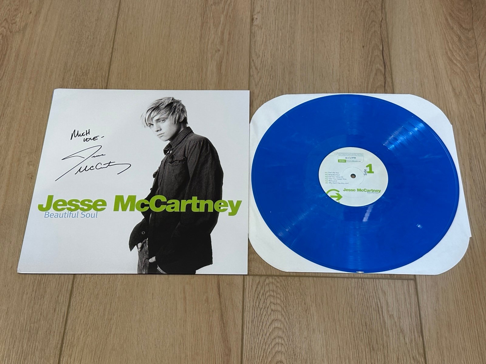 Jesse McCartney-SIGNED 20th Anniversary Beautiful Soul Baby Blue Vinyl-NEW