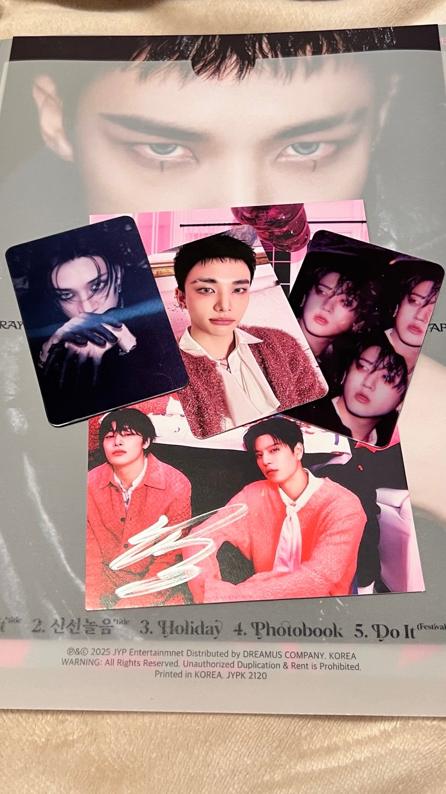 Stray Kids Signed Felix Postcard Do It Album Hyunjin, Bangchan and Changbin