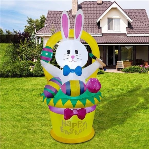 5 FT Easter Inflatable Outdoor Decoration, Easter Inflatables Bunny