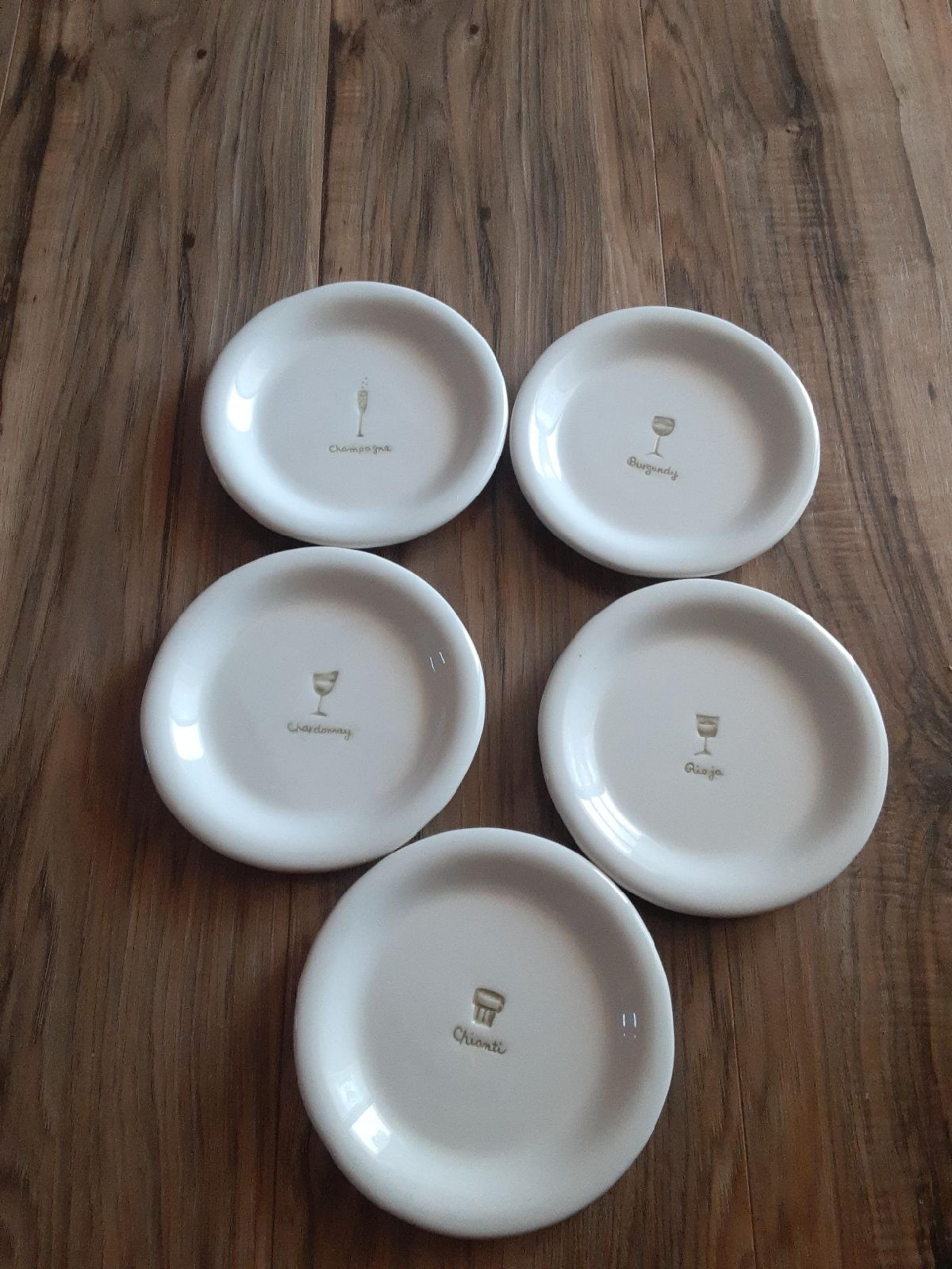 Five William Sonoma canapés wine series appetizers cocktail desert plates 6"