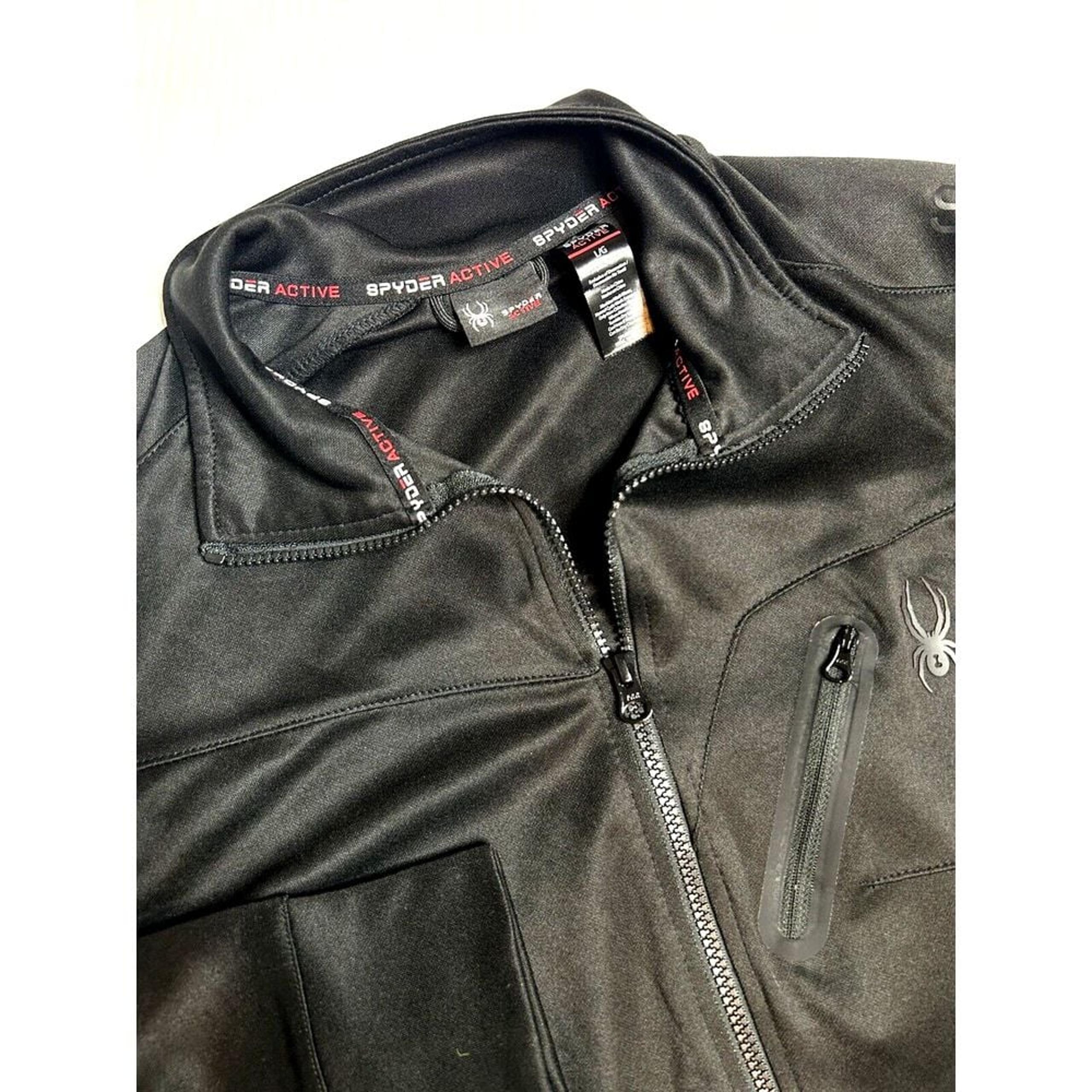 Spyder Active Mens Black Size Large Full Zip Mock Neck Light Weight Jacket