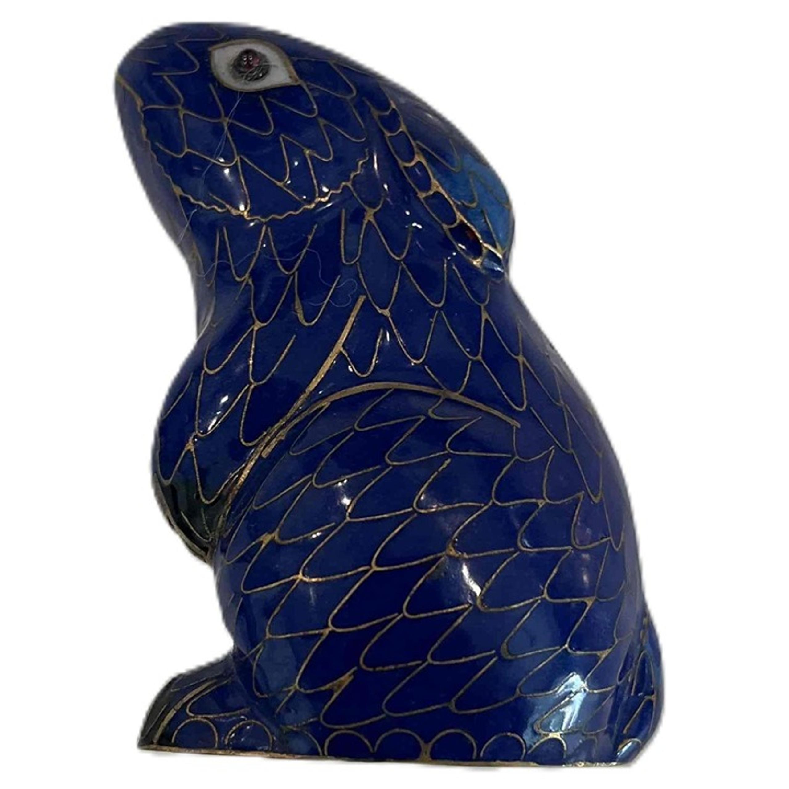 De Rosa Size Blue Figurine Seal/Sea Lion Ceramic Animal Design