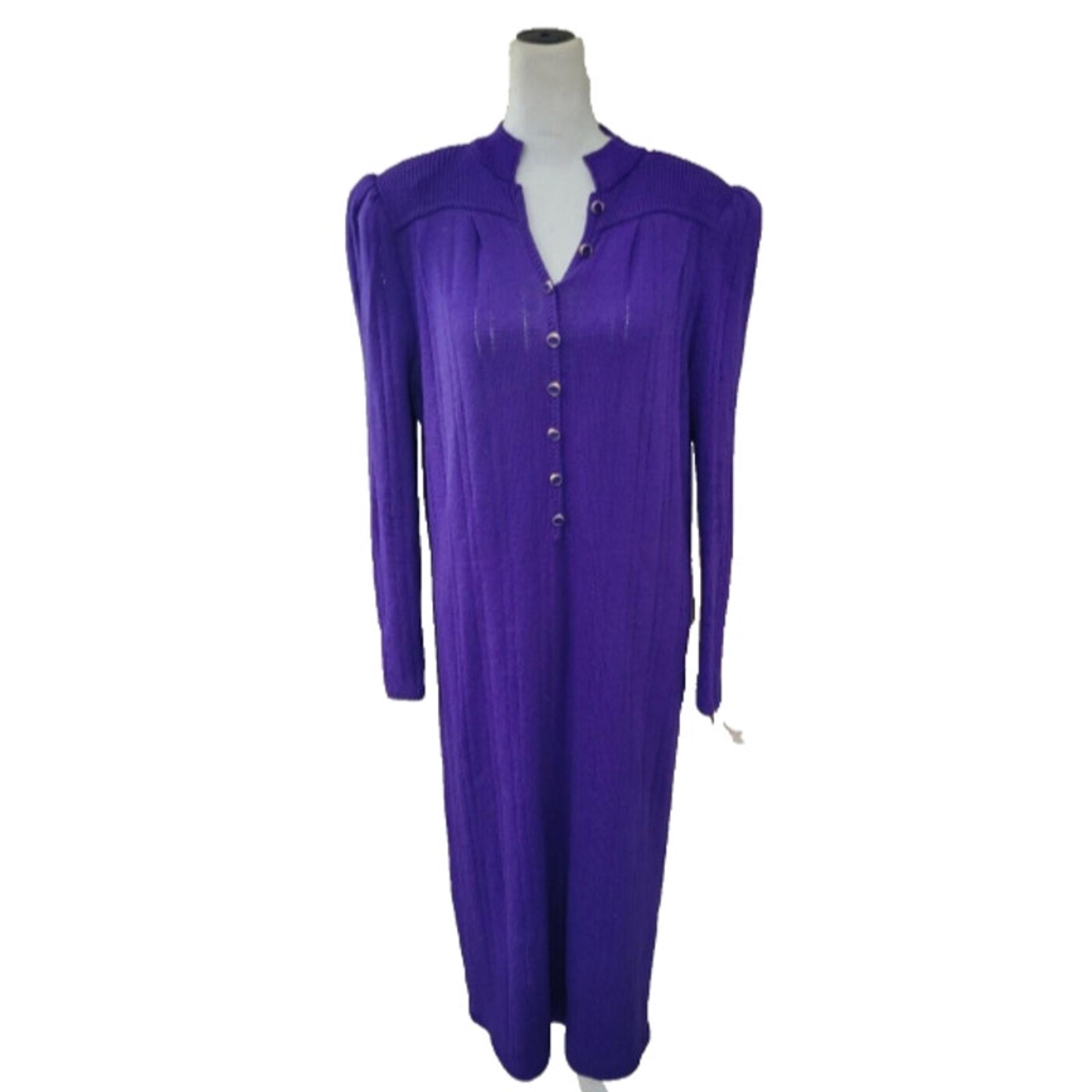 St. John By Marie Gray Women's Knit Midi Dress Purple Vintage