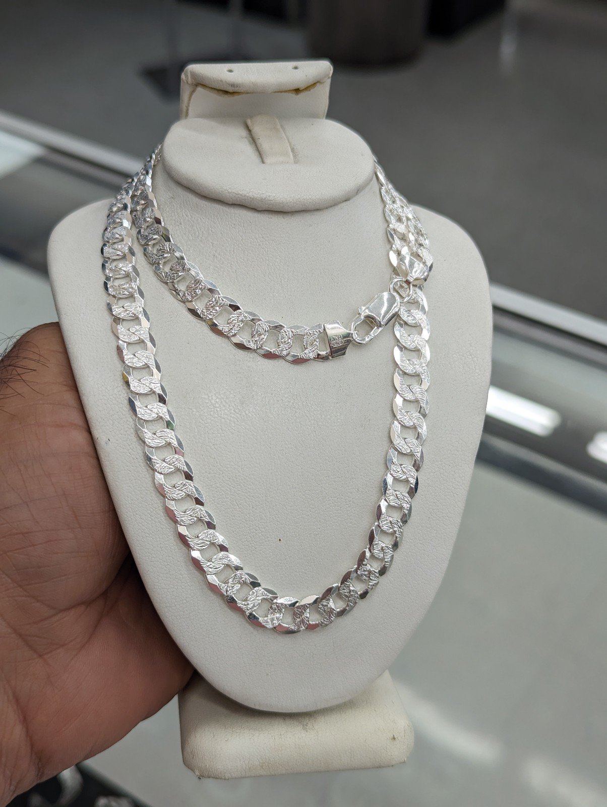 925 Sterling Silver Cuban Diamond Cut Chain