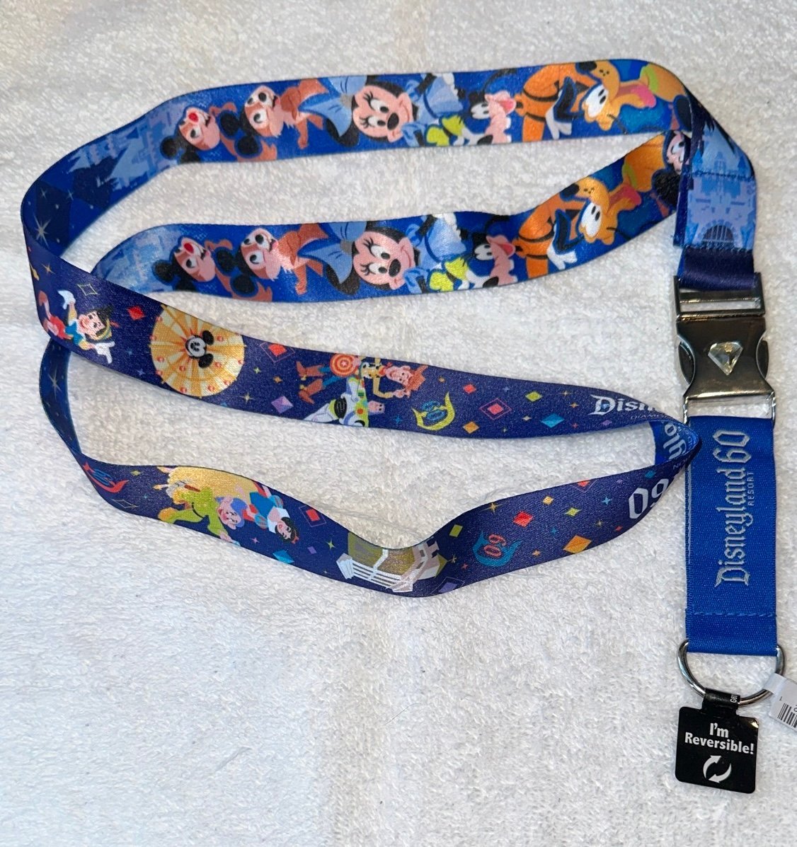 Disneyland 60th Anniversary Diamond Celebration Reversible Lanyard NEW RARE HTF