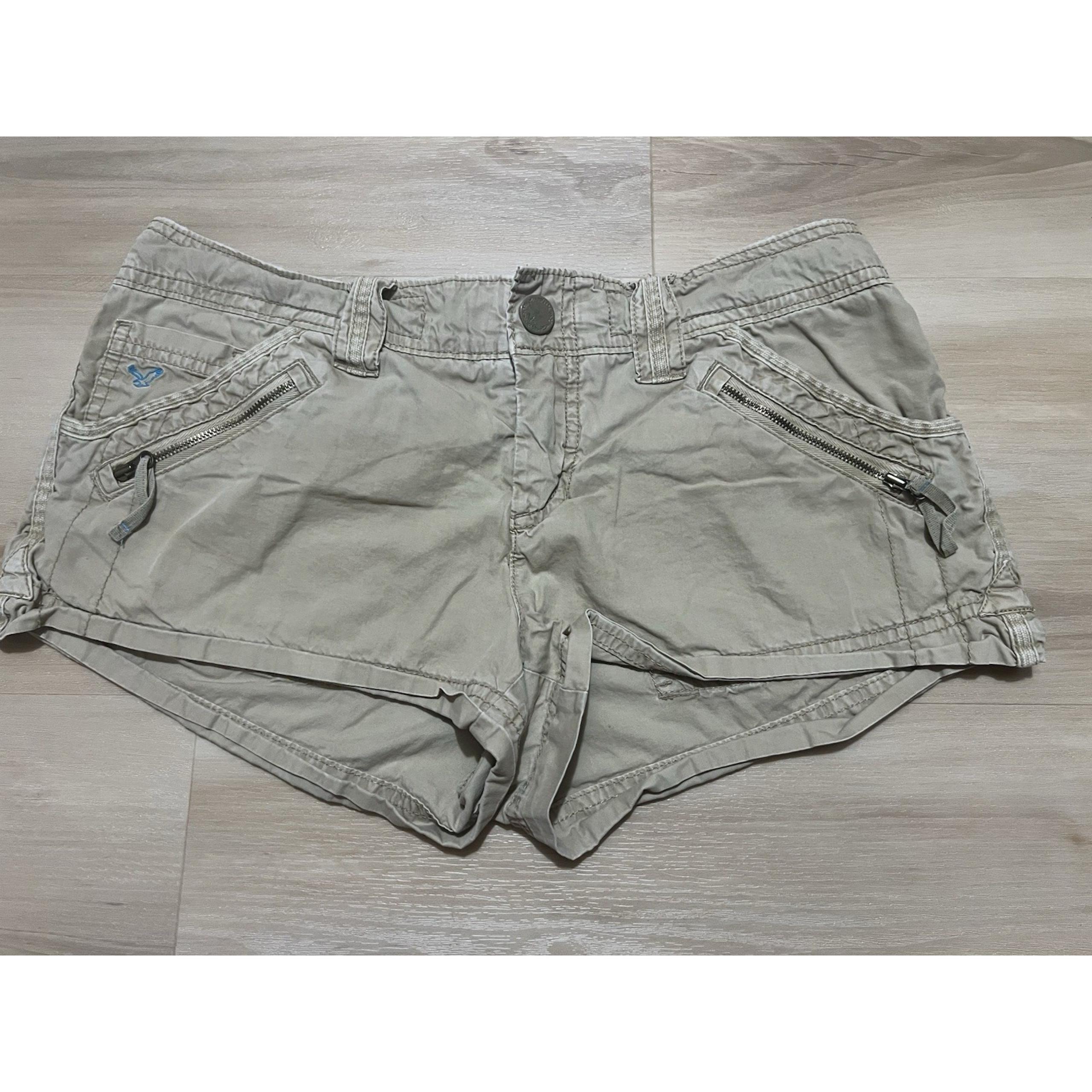American Eagle Tan Cargo Shorts Womens 6 Low Rise Super Short Khaki