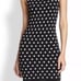 Alice + Olivia Marta sleeveless polka dot bodycon knit mini dress black L Large