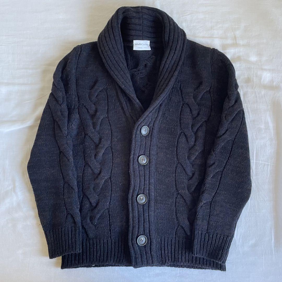 Retail price 120,000 yen, Settecasi cashmere shawl collar cardigan, size 44, navy.