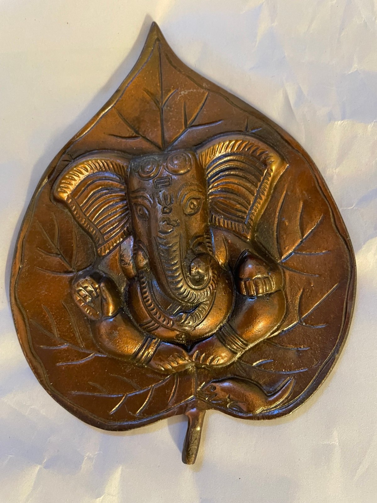 Vintage-Ganasha-Hindu god-cooper wall hanging-obstacles remover-new beginning