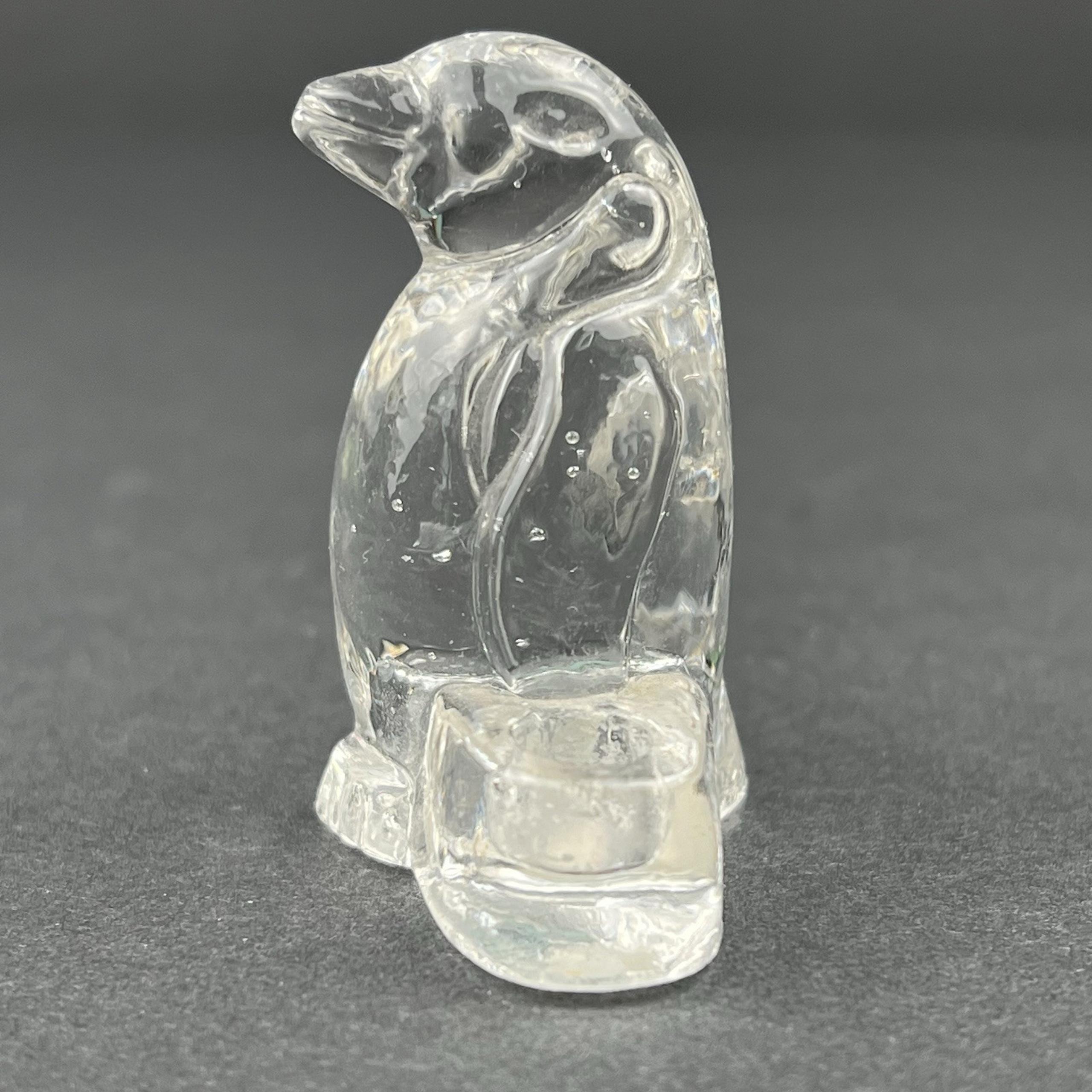 Biedermann Glass Penguin Small Taper Candle Holder Cake Topper