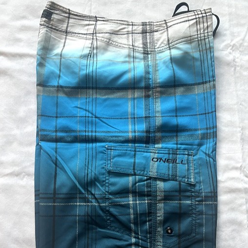 NEW O'Neill 31 Men's Board Shorts Blue Black Tan Plaid Size 32