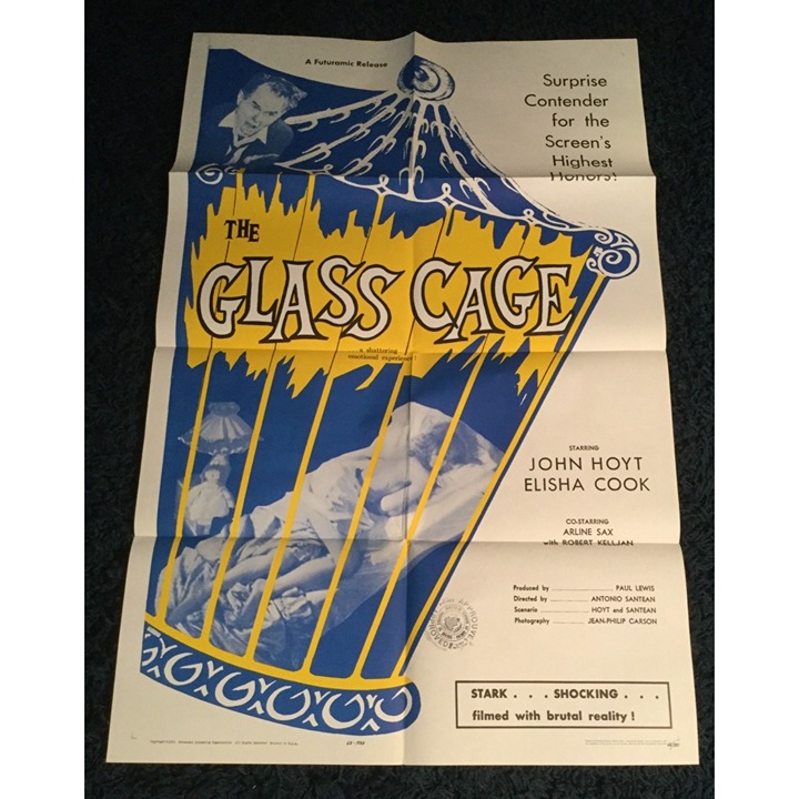 1964 Original Movie Poster The glass Cage Canada Theatre Murder Mystery Thriller