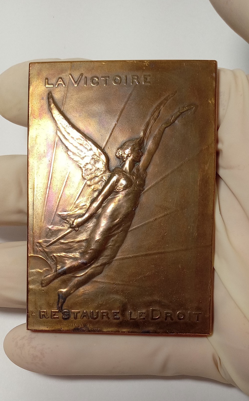 Antique 1919 Maurice Guiraud Signed Riviere La Victoire Restaure le Droit Plaque