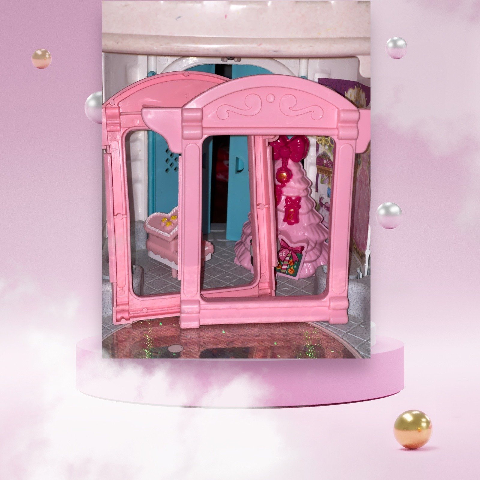 6364 window frames VERY PINK dollhouse fisher price loving family snaps in!
