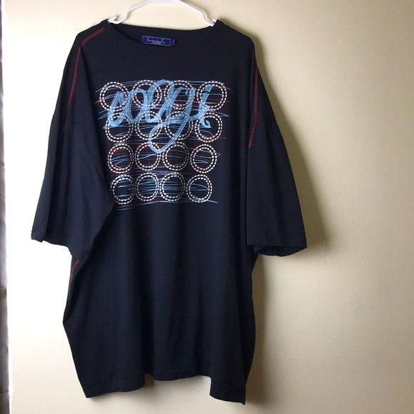 Corgi embroidered black and purple circles design ,100% cotton. Sz 5XL