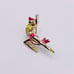 Vintage Pink & Green Gold Dancer Brooch Pin, Salsa, Flamenco, Dance Competitions