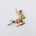 Vintage Pink & Green Gold Dancer Brooch Pin, Salsa, Flamenco, Dance Competitions