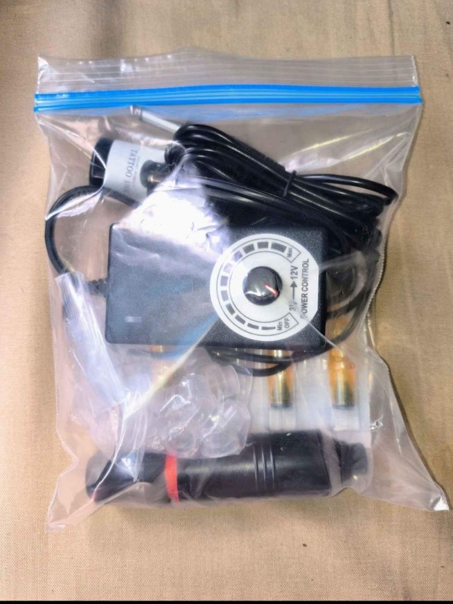 Tattoo Machine, adjustable power supply, Tattoo ink, Ink cups, Needle Cartridges