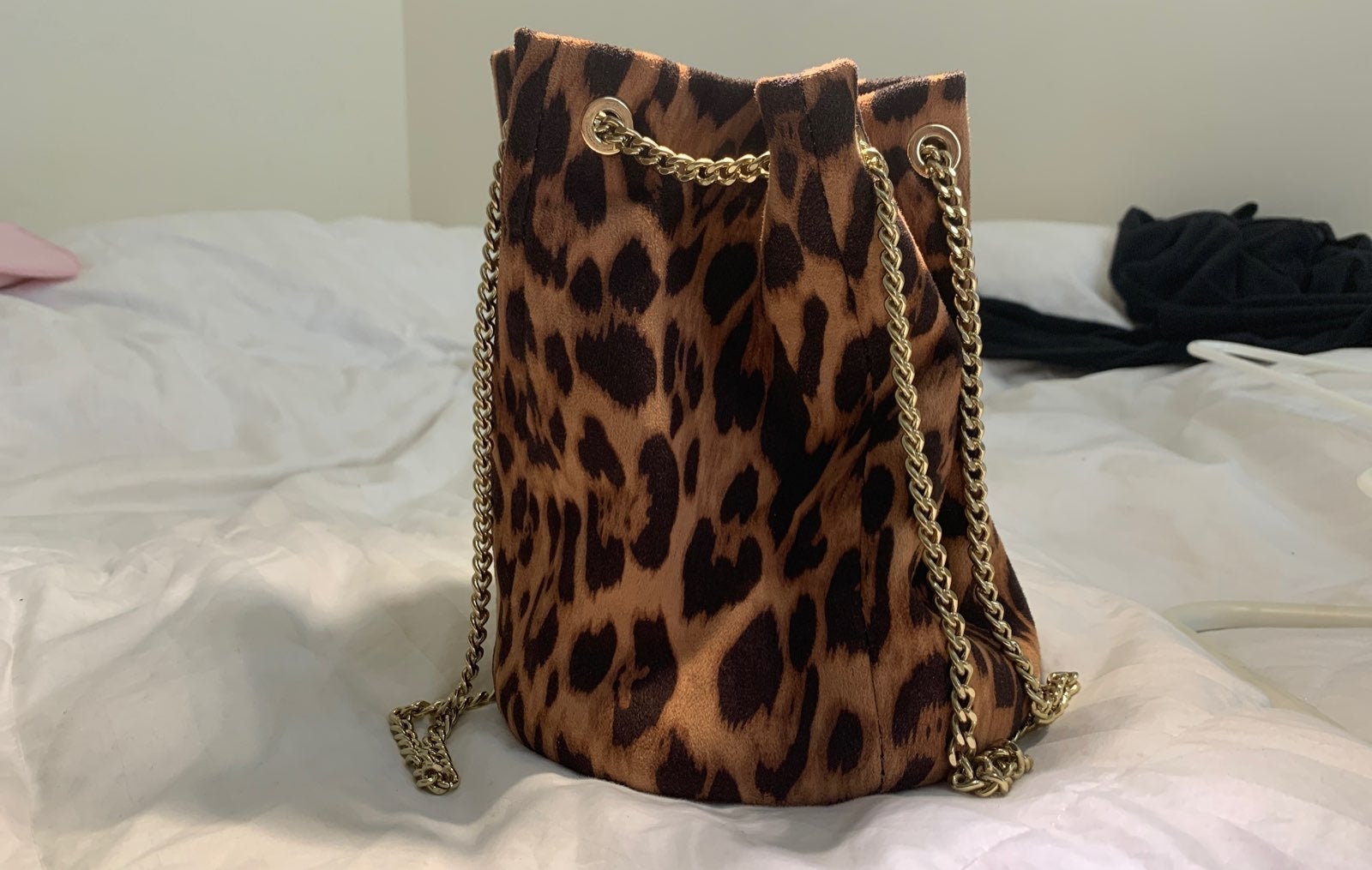 Leopard Chain Handle Bucket Bag from Exp