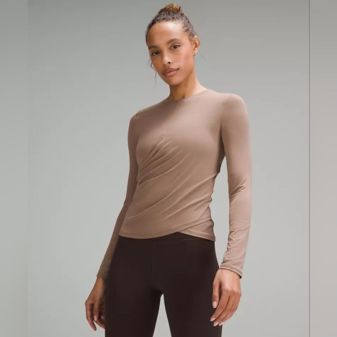 Light Smooth Cover Wrap-Front Long-Sleeve Shirt