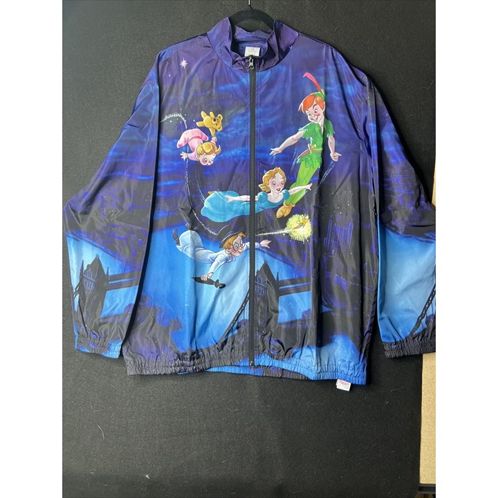 NEW Disney Jacket XXL Blue Peter Pan Tinker Bell Windbreaker Full Zip Parks