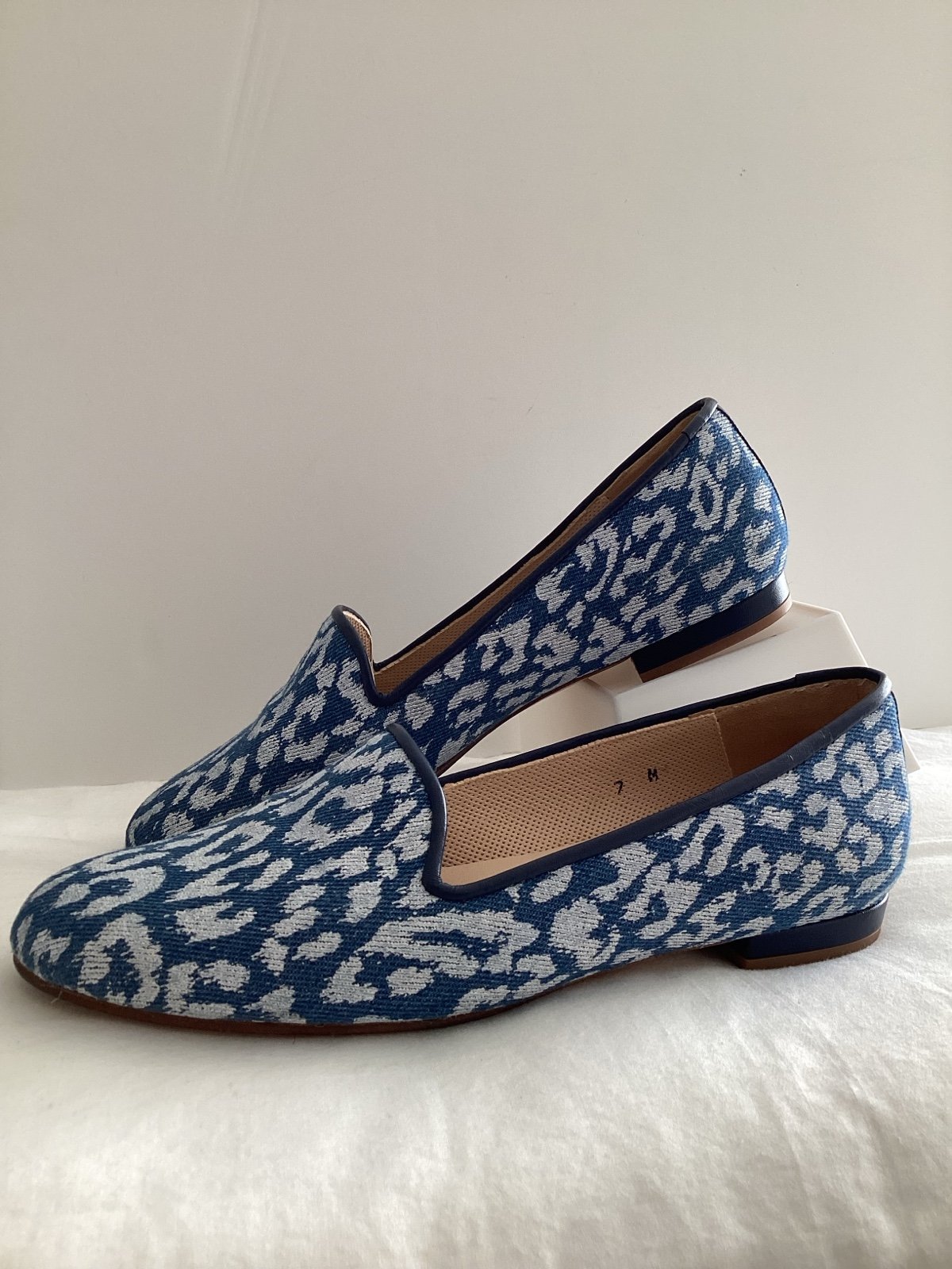 Jon Josef Anthropologie Gatsby Denim Leopard Loafers Shoes 7