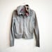 Lululemon Women’s Fireside Scuba Hoodie Jacket Cable Knit Full Zip Grey Pink 8